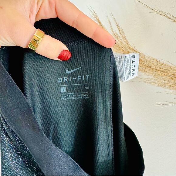 NIKE PRO Silver Sparkle DriFit Mid Rise Leggings Tights Running Gym Yoga Pants S - Picture 11 of 16